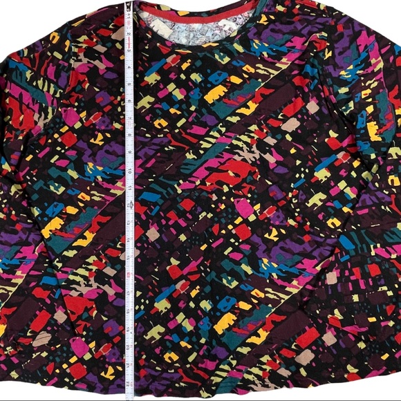Westbound plus size 2x rainbow color random pattern crew neck long sleeve shirt - Picture 8 of 9